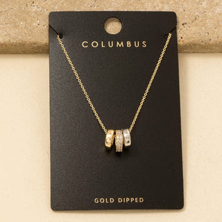 The Gold Dipped Triple Ring Charm Necklace - Olive Street