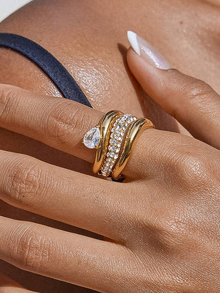 18K Gold Non-Tarnish Stackable Rings Briselle - Olive Street