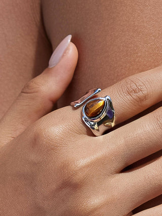 The Jaspe Silver Tiger Eye Statement Ring