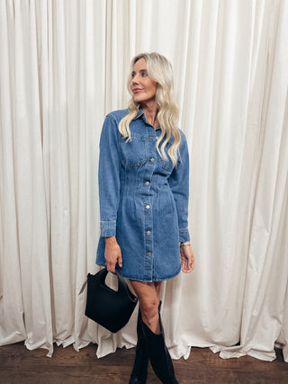Zae Denim Corset Mini Dress