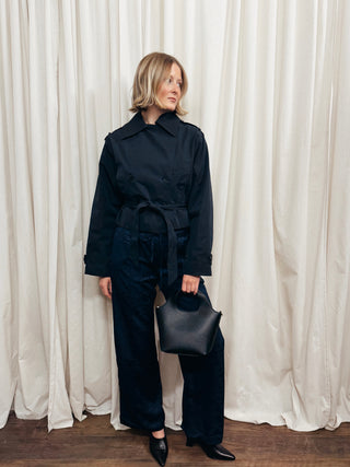 The Structured Woven Cropped Trench