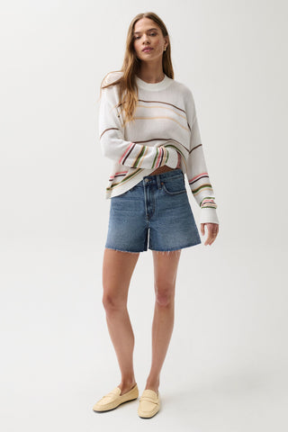 The Kennedy Relaxed Mid Rise Cut Off Short in Blue