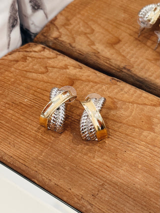 The Gold Dipped Two Tone Twist Earrings - Olive Street