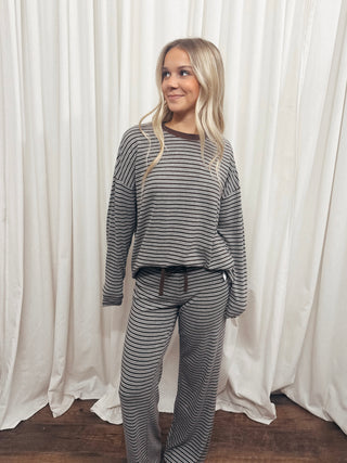The Langston Long Sleeve Stripe Top - Olive Street