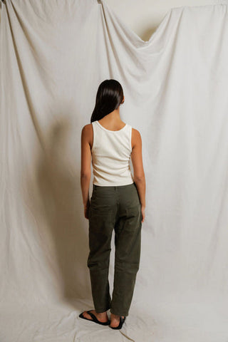 The Blondie Structured Rib Tank in Ivory