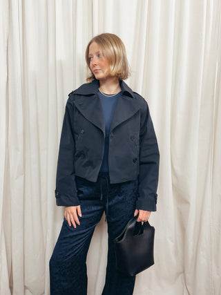 The Structured Woven Cropped Trench