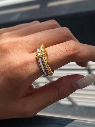 The Bayard 18K Gold Non-Tarnish Multi Stack Ring