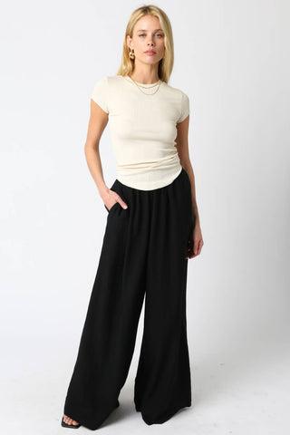 The Ribbed Cap Sleeve Baby Tee in Cream - Olive Street