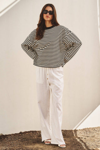 The Oversized Striped Long Sleeve - Olive Street