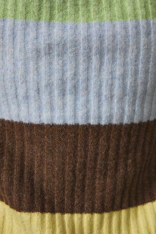 BOAT NECK MULTI COLOR SWEATER RIB TOP: LT BLUE-MULTI STRIPE / L - Olive Street