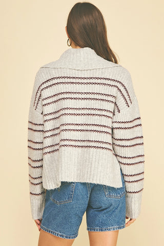 The Stripe Zip Cardigan - Olive Street