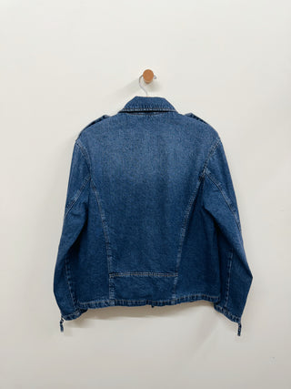 Oversized Denim Biker Jacket