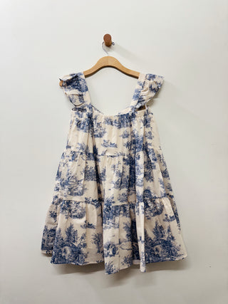 Toile Ruffle Mini Dress