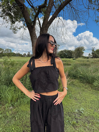 The Embroidered Tie Strap Scarf Top