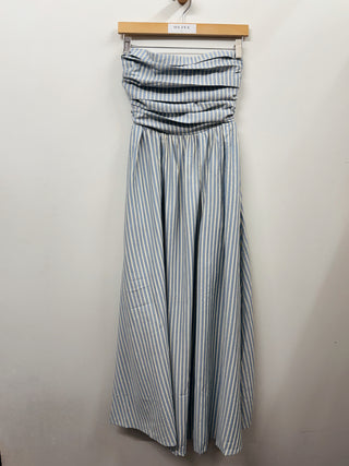 Strapless Ruched Stripe Dress