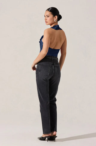 Morrigan Satin Ruffle Halter Top