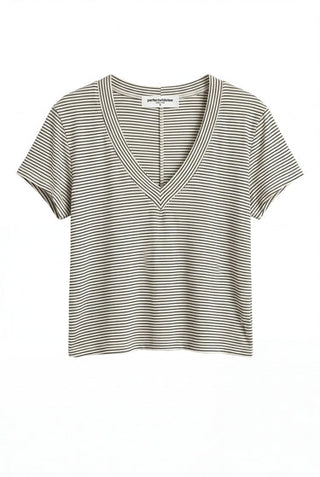 The Val Stripe Cotton V Neck Tee