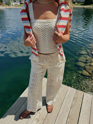 The Eyelet Embroidered Wide Leg Pant