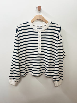Stripe French Terry Henley Sweatshirt