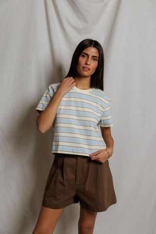 The Gia Striped Crew Tee - Olive Street