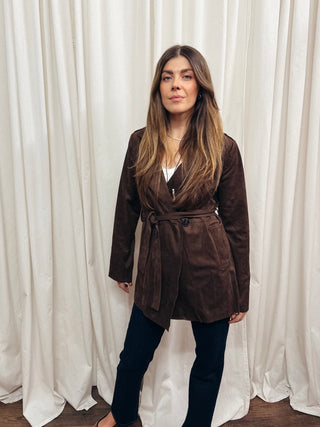 The Faux Suede Wrap Jacket