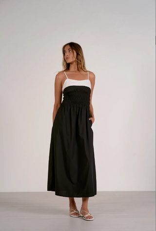 The Colorblock Ruffle Neck Midi - Olive Street