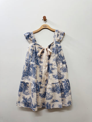 Toile Ruffle Mini Dress