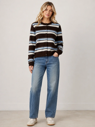 The Soft Button Cardigan in Blue