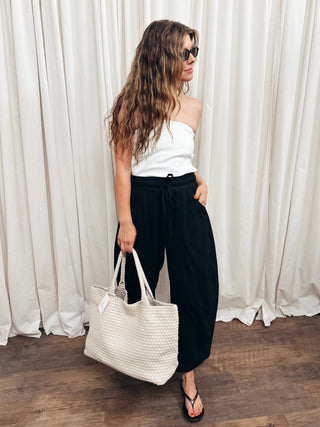 The French Terry Barrel Pant in Black