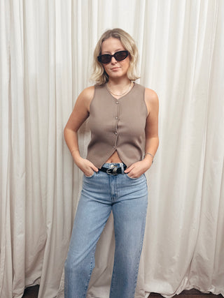 The Ibiza Knit Vest - Olive Street