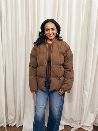 The Puffer Jacket with Neck Tie Detail
