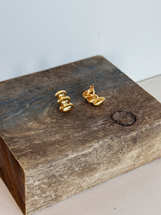 Gold Dipped Oval Tiered Earrings