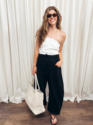 The French Terry Barrel Pant in Black