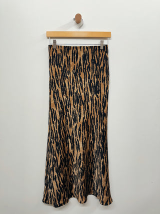 Animal Print Satin Skirt