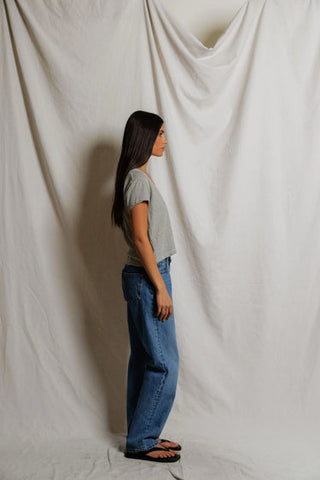 The Val Stripe Cotton V Neck Tee