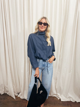 The Washed Indigo Stand Collar Jacket