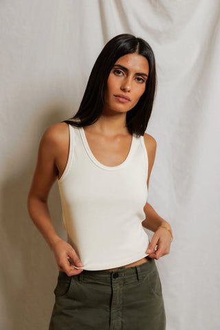 The Blondie Structured Rib Tank in Ivory