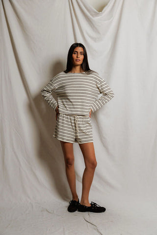 The Keri Loop Terry Stripe Long Sleeve