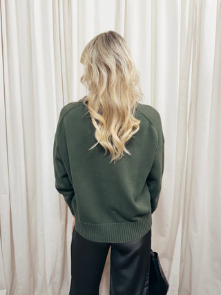 Janet Cotton Sweater in Fern Green