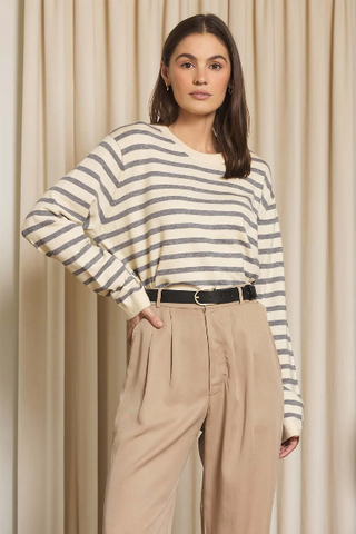 The Shane Grey Stripe Crewneck