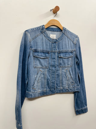 Collarless Denim Jacket