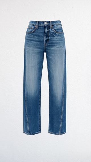 The Westward High Rise Seamed Barrel Jean in Authentic Wash