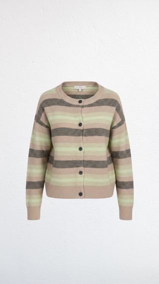 The Multi Striped Cardigan in Green