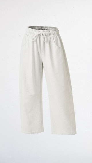 The French Terry Barrel Pant in Heather Grey