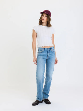 The Rebel Mid Rise Ankle Slim Straight Jean in On Repeat