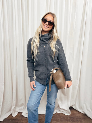 The Gelman Detachable Scarf Cardigan - Olive Street