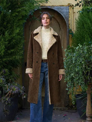 The Double Breasted Faux Fur Suede Coat