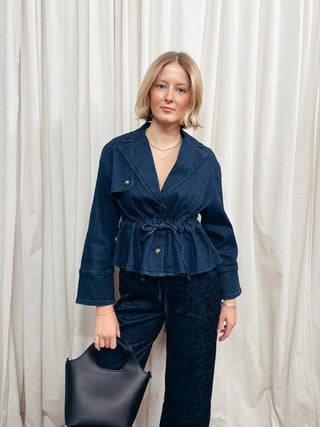 The Denim Jacket with Gathered Waist