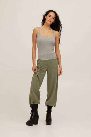 The Olsen Scoop Neck Rip Tank in Grey - Olive Street