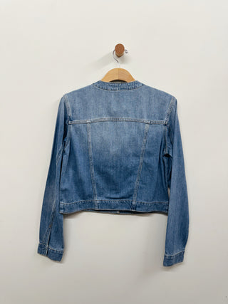 Collarless Denim Jacket